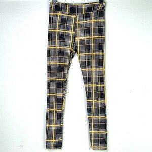 Angel Kiss Black and Yellow Plaid Women Leggings